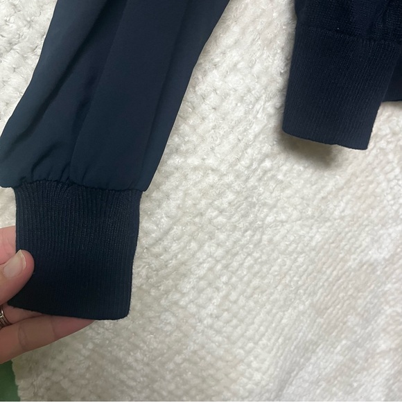 LOFT Navy Blue Knit Sweater Long Sleeves Open Shoulder Cotton Blend Medium - Picture 3 of 6